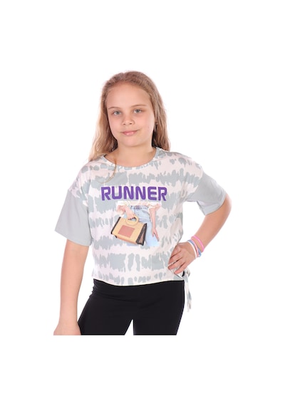Toontoy Kids Toontoy Kız Çocuk Runner Baskılı Batikli Tişört Yeşil