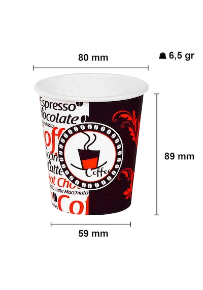 8 Oz Karton Bardak Kahve Çay Kağıt Bardağı 250 ml - 80 Adet