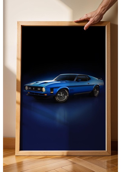 Saturn 1971 Ford Mustang Mach 1 Çerçeveli Tablo Erkek Odası İçin Modern Araba Duvar Dekoru Classic Car Collection