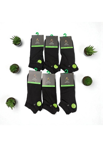 Adg Socks Erkek Kısa Dikişsiz Bambu Çorap 6'lı Ve 12'li Siyah