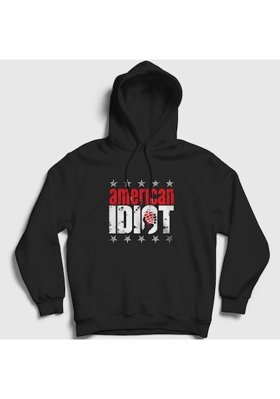 Presmono Unisex American Idiot V3 Green Day Kapüşonlu Sweatshirt Siyah