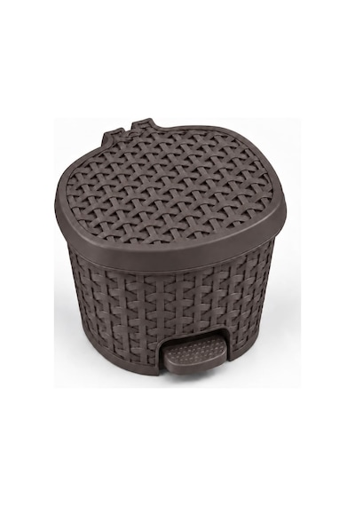 Tr 3 Litre Hasır Desenli Pedallı Çöp Kovası, Rattan Görünümlü Plastik İç Kovalı Kapaklı Banyo Mutfak Çöp Genel