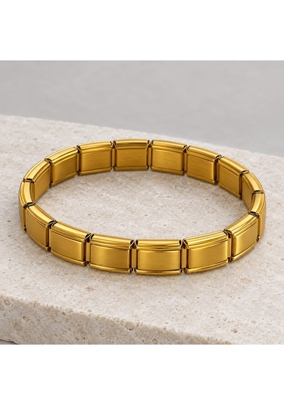 Golden Route Dikdörtgen Baklalı Altın Rengi Kadın Bileklik Modern Saat Kordonu Tasarım - 18 Cm Renkli