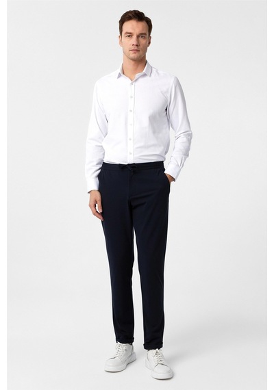 Süvari Lacivert Slim Fit Düz Jogger Pantolon-35418 Lacivert