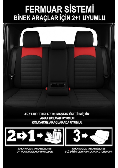 Thor Tay Tüyü Oto Koltuk Kılıfı Opel-corsa-astra-vecta Uyumlu Kırmızı
