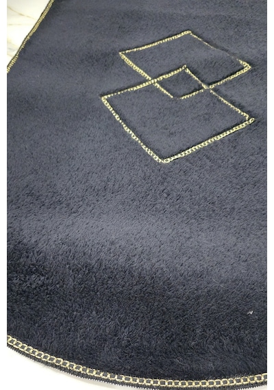 Kaymaz Taban Oval Puffy Peluş Ultra Yumuşak 80x120 Cm Şık Tasarım, Suya Dayanıklı Banyo Paspası Siyah