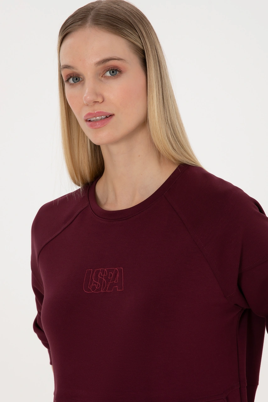 U.S. Polo Assn. Kadın Bordo Uzun Bisiklet Yaka Sweatshirt 50315623-VR177
