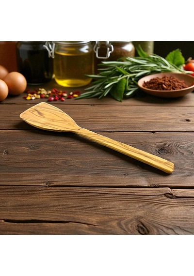 Zeytin Ağacı El Yapımı 12 İnç Spatula. Kızartma, Çevirme Ve Karıştırma İçin Doğal, Kavisli Spatula. Biftek V Diğer