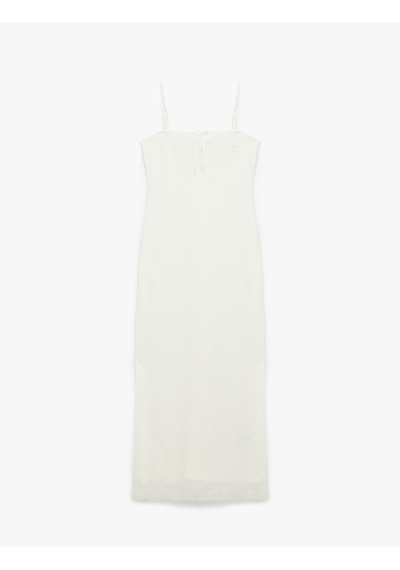 Koton İnce Askılı Fiyonklu Dokulu Bodycon Maxi Elbise Beyaz 5sak80005ek Beyaz Koton İnce Askılı Fiyonklu Dokulu Bodycon Maxi Elbise Beyaz 5sak80005ek Beyaz