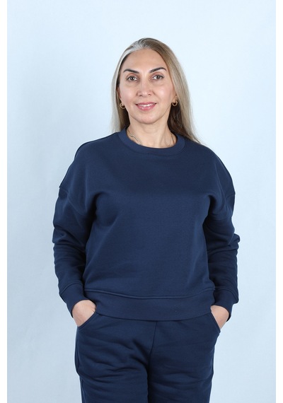 Kadın 2 İplik Şardonlu Sweat Lacivert