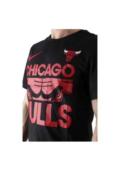 Nike Nba Chicago Bulls Courtside Mens Tee Black Grafik Baskılı Erkek Günlük Tişört Siyah Siyah