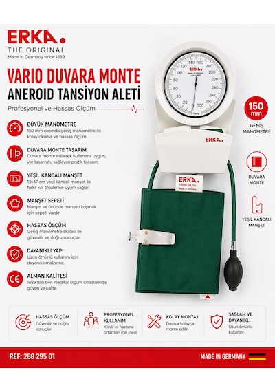 Erka Varıo Duvara Monte Aneroıd Tansiyon Aleti