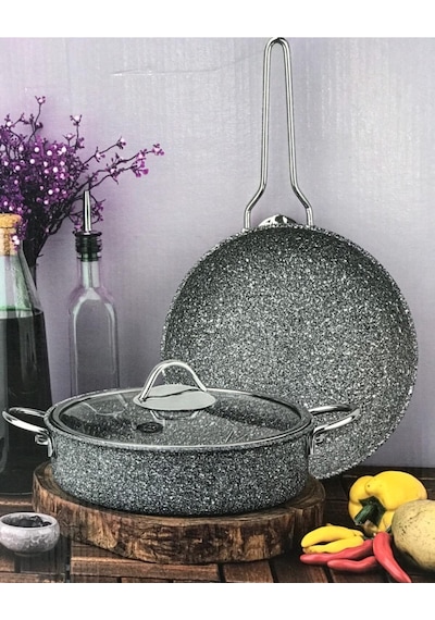 Taç Granit Ultra Klasik 2'Li Tencere Tava Seti Takımı 26 Cm