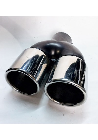76 Mm. Krom Düz Eşit Dual Çift Çıkışlı Paslanmaz Egzoz Eksoz Ucu