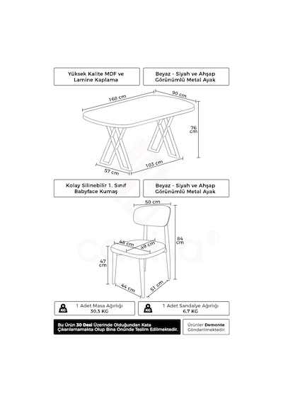 Canisa Jolin Serisi Mdf 90x168 Beyaz Mutfak Masa Takımı 6 Krem Metal Sandalye Beyaz Masa, Krem Sandalye Canisa Jolin Serisi Mdf 90x168 Beyaz Mutfak Masa Takımı 6 Krem Metal Sandalye Beyaz Masa, Krem Sandalye