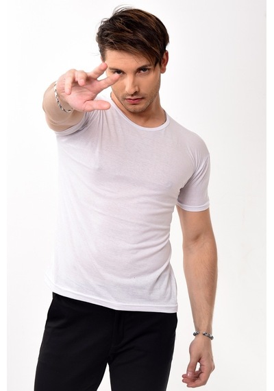 Erkek Slim Fit Bisiklet Yaka Kısa Kollu T-Shirt Tişört 10 Renk