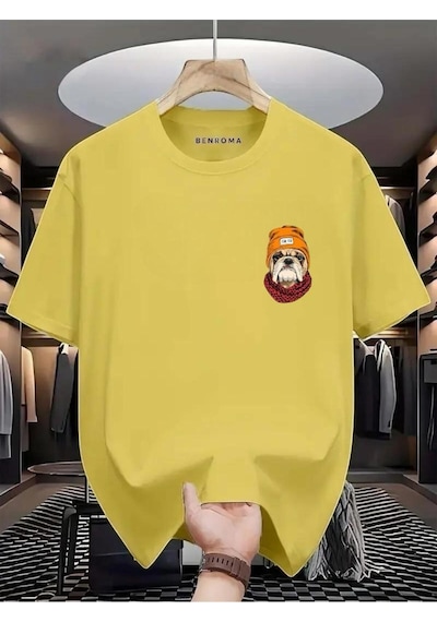 Dog Baskılı Oversize Tişört Sari