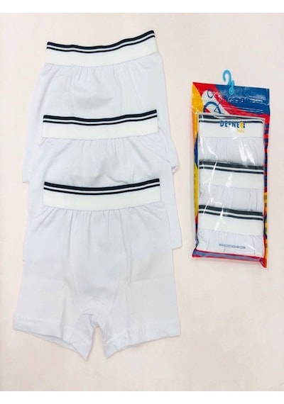 Defne Baby %95 Pamuk 3'lü Erkek Çocuk Boxer-629 Beyaz