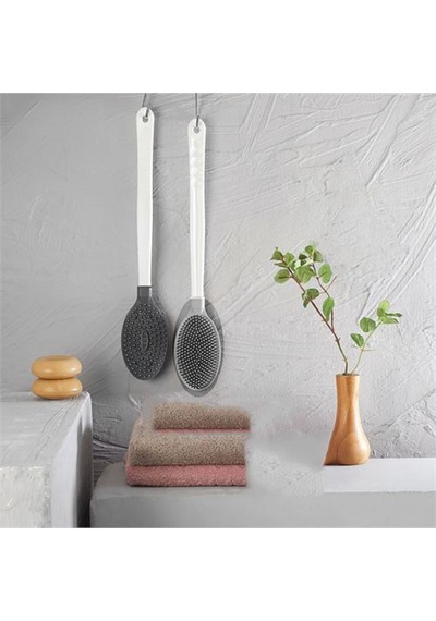 Mainshop 1 Adet Uzun Saplı Vücut Masaj Fırçası, Çift Taraflı Sırt Kese Banyo Duş Masaj M-152