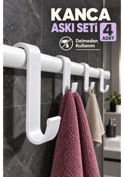 Kanca Askı Aparatı Seti 4 Lü Çok Renkli