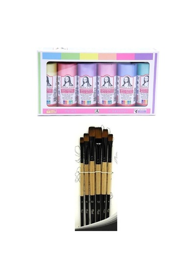 Akrilik Boya İnci Set 6x70ml + Fırça Set 6