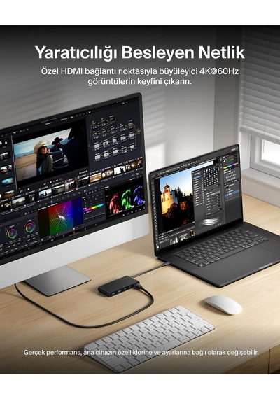 Lexroo Usb-c Hub, 7 Portlu, 60 Hz De 4k Hdmı Ekran Desteği, Sd Ve Microsd Yuvaları, 100w Güç İletimi