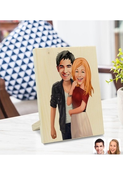 Kişiye Özel Sevgililer Karikatürlü Dekoratif Ahşap Çerçeve Model (539866994)