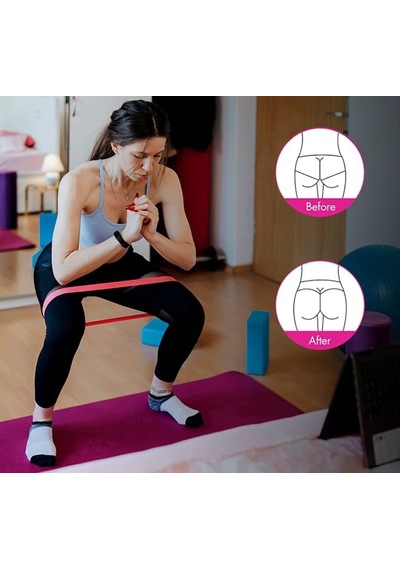 Premium 5 Adet Farklı Dirençte Pilates Squat Aerobik Bandı - Hafif,orta,sert Çalışma Lastiği-evde Spor Karın Çok Renkli