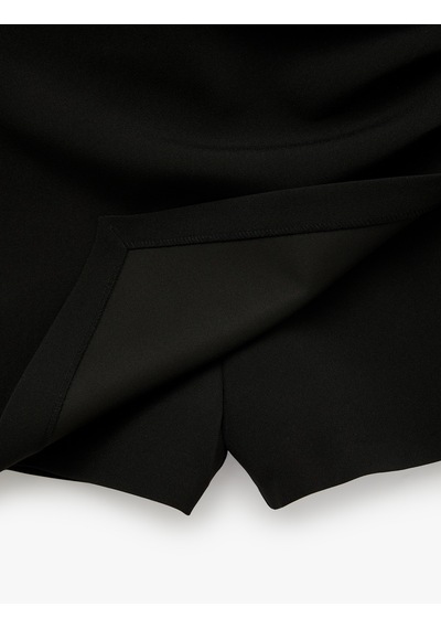 Koton Drape Detaylı Mini Kruvaze Şort Etek Siyah 6sak70187pw