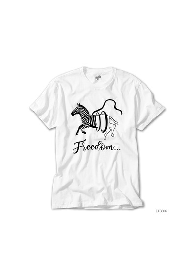 Freedom Zebra Beyaz Tişört Beyaz