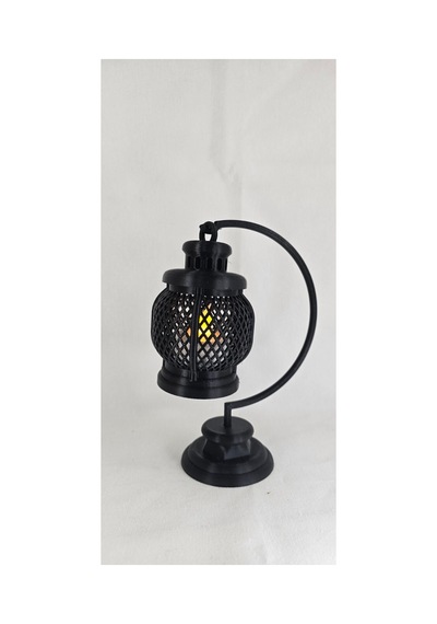 Dekoratif Siyah Fener Tasarımlı Masa Lambası Led Işık Uyumlu 16 Cm