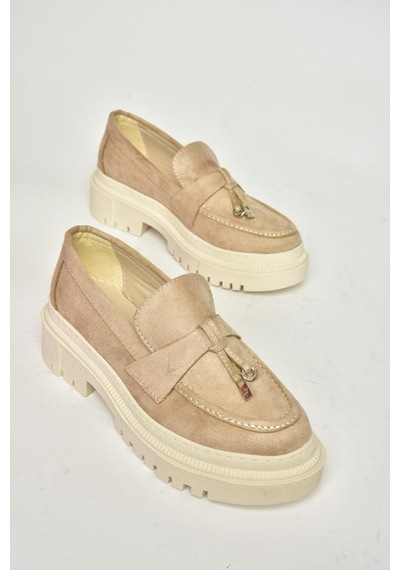 Fox Shoes T294882202 Bej Süet Makosen Kadın Ayakkabı Bej