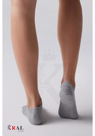 Kral Socks Kadın - Erkek 8 Li - 8 Çift Pamuklu Terletmez Yazlık Görünmez Çorap Seti Gri