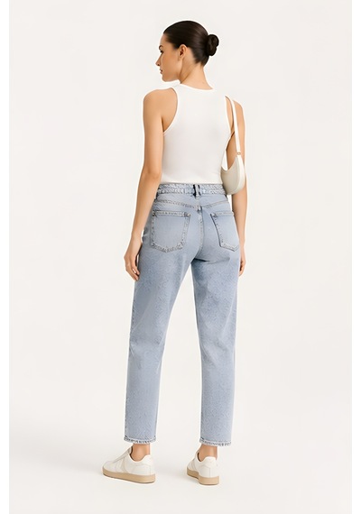 Lili Woman Kadın Yüksek Bel Straight Fit Baggy Jean Pantolon Ty.bgt01 Açık Mavi
