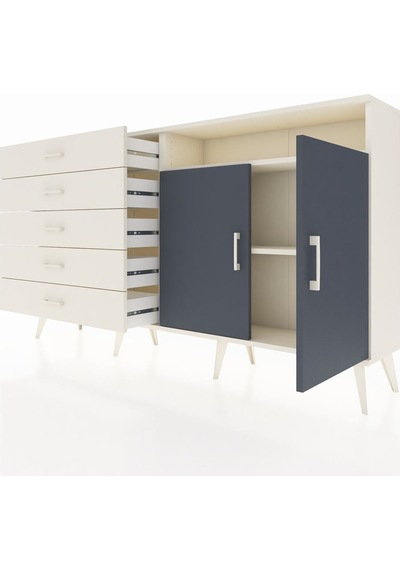 Arges Konsol 2 Raflı 5 Çekmeceli 2 Kapaklı 176x30x99 Aytaşı-antra Aytaşı-antrasit/aytaşı