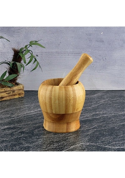 3 Adet Tohana Bambu Havan 9,5x9x7 Cm Tokmak Uzunluğu:13 Cm