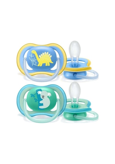 Philips Avent Ultra Air Karanlıkta Parlayan 2li Desenli Gece Emziği +18 Ay - Erkek Çok Renkli