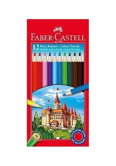 Faber-castell Karton Kutu Kuru Boya Kalemi 12 Renk Tam Boy Çok Renkli