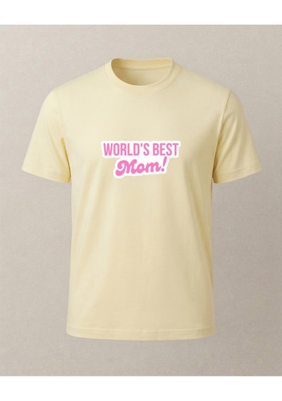 World's Best Mom Baskılı T-shirt Sarı