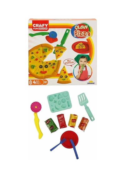 Crafy Çılgın Pizza Oyun Hamuru Seti 200 G 10 Parça Çok Renkli