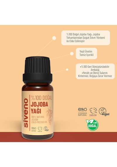 Siveno %100 Doğal Jojoba Yağı Soğuk Sıkım 10 ML
