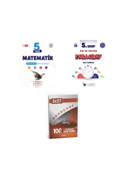 2027 Limit 5. Sınıf Matematik Etkinlikli + Paragraf Kronometre Soru + Anla Kazan Paragraf Deneme 3'lü Set