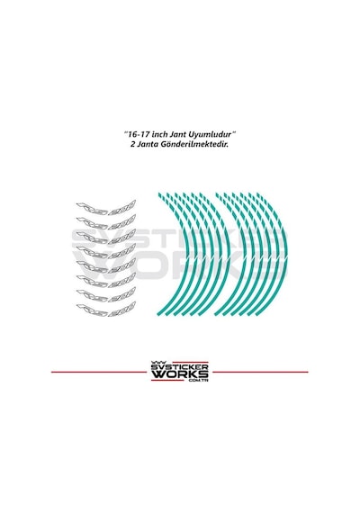 Bajaj Rs200 Jant Sticker Dış Ve İç Set Sticker Jant Şeridi Turkuaz 16860442