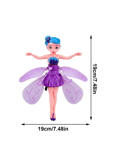 Uçan Peri Bebek Hareket Sensörlü Şarjlı Dazzle Colour Işıklandırmalı Uçan Mor Oyuncak Bebek