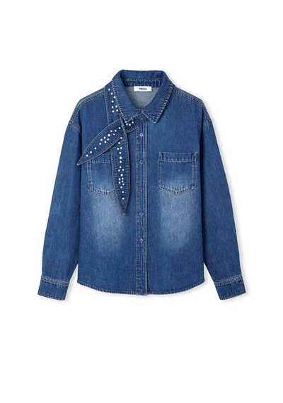 İpekyol Çıkarılabilir Fularlı Denim İndigo Kadın Gömlek Iw6260025145