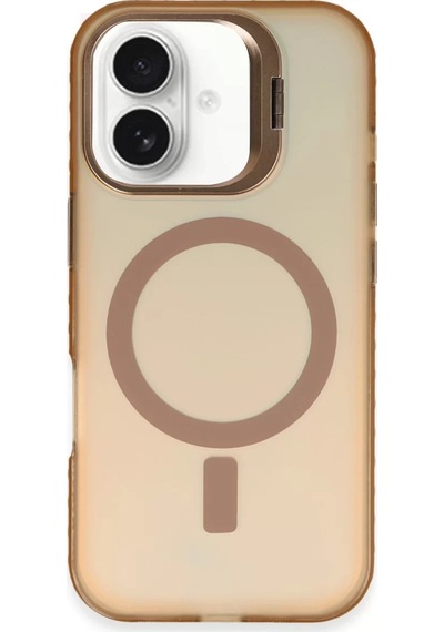 Newface Apple Uyumlu iPhone 16 Plus Kılıf Primera Magsafe Standlı Kapak - Gold Altın