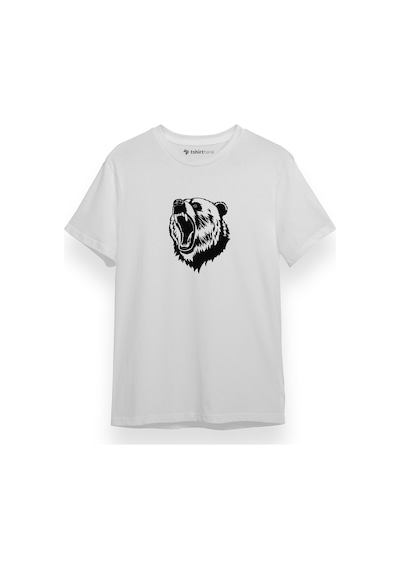 Angry Bear Icon Beyaz Kısa Kol Erkek Tshirt 001