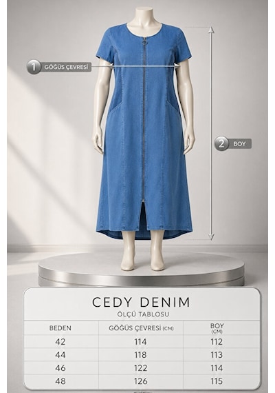 Cedy Denim Cedy Denım - Büyük Beden - Kadın Fermuarlı Taş Ve Dantel Detaylı Vintage Elbise C409 Mavi Cedy Denim Cedy Denım - Büyük Beden - Kadın Fermuarlı Taş Ve Dantel Detaylı Vintage Elbise C409 Mavi