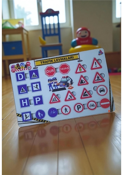 Eğitici Trafik Levhaları Ve İşaretleri - Açıklamalı Ahşap Oyuncak Puzzle