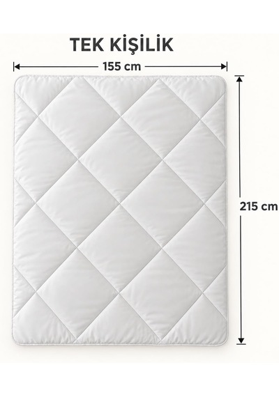 Tek Kişilik Silikonize Elyaf Dolgulu Yorgan, Yumuşak Ve Hafif, Makinede Yıkanabilir, Beyaz, 155 215 Cm Diğer